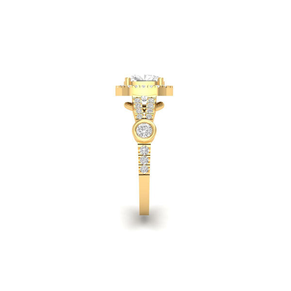 Cushion Halo Engagement Ring | 14K Gold Plated Split Shank Ring | Double Halo Statement Ring for Her | Bridal Jewelry Gift