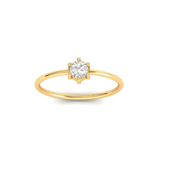 Round Solitaire Engagement Ring | 14K Gold Plated Dainty Promise Ring | Minimalist Stacking Ring for Her | Handmade Jewelry Gift