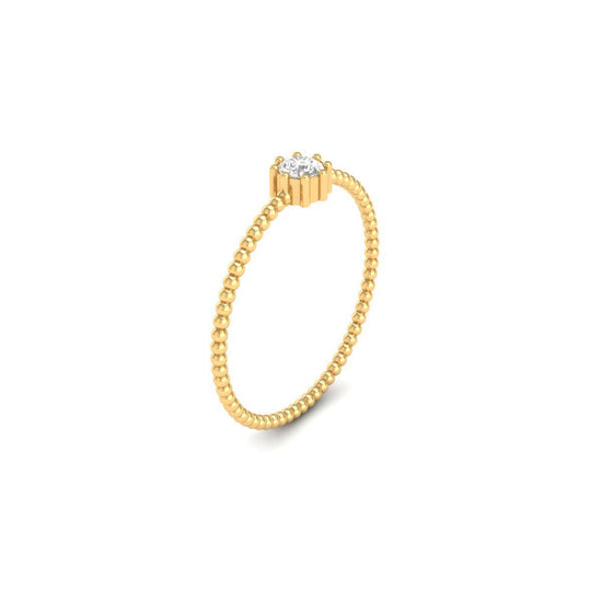 Dainty Moissanite Solitaire Ring, Beaded Band Ring in 925 Sterling Silver, 3.7MM Round Stone, 0.9MM Band, Handmade Gift for Her