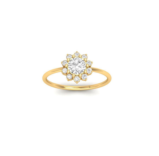 Floral Halo Moissanite Ring, 9MM Round Engagement Ring for Women, 925 Sterling Silver Band 1.10MM, Handmade Proposal Gift