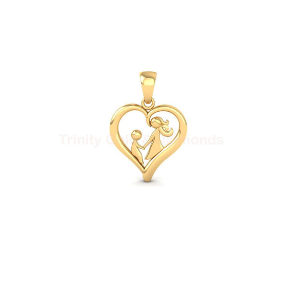 Mother and Child Heart Necklace in 925 Sterling Silver, Rose Gold Plated Pendant, Handmade Mom Gift Jewelry for Mother’s Day