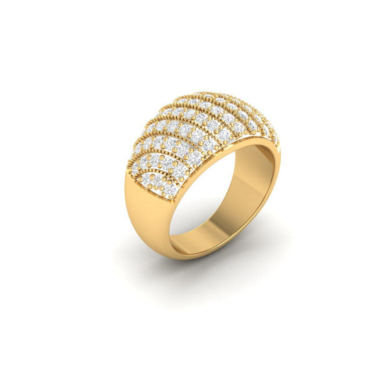 Statement Pave Diamond Band Ring, Bold Wide Band Unisex Ring, Hip Hop Style Ring, Sparkling Gift Jewelry for Him or Her