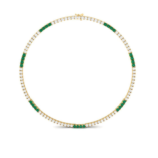 Emerald and White Stone Tennis Necklace, Green CZ Handmade Jewelry, Dainty Festive Gift Necklace for Her, Bridal Choker