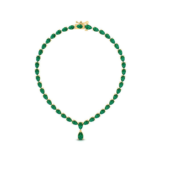 Emerald Green Teardrop Necklace for Women, CZ Choker with Drop Pendant, Handmade Bridal Festive Jewelry, Gift for Her