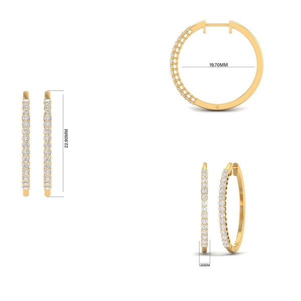 Dainty Gold Hoop Earrings for Women, Moissanite Pave Slim Hoops, Handmade Everyday Jewelry Gift, Sparkly Classic Hoop Earrings