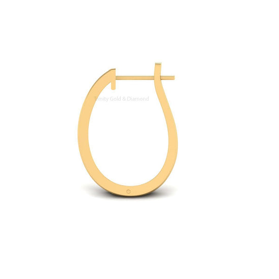 Teardrop Gold Hoop Earrings for Women, Square CZ Channel Set Earrings, Handmade Statement Gift Jewelry for Everyday or Party