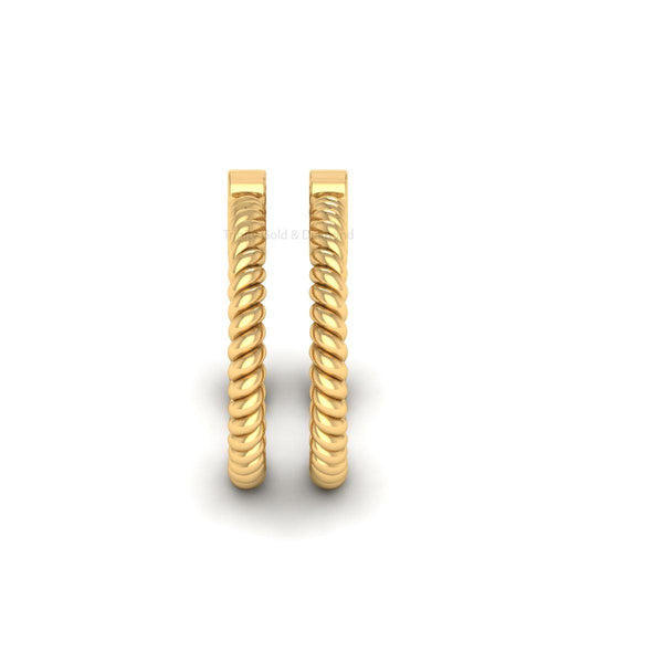 Twisted Gold Hoop Earrings for Women, Rope Textured Lightweight Hoops, Handmade Minimalist Everyday Gift Jewelry