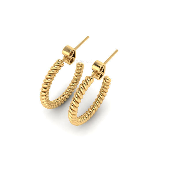 Twisted Gold Hoop Earrings for Women, Rope Textured Lightweight Hoops, Handmade Minimalist Everyday Gift Jewelry