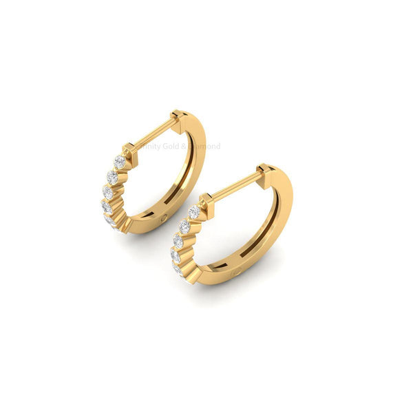 Dainty Huggie Hoop Earrings for Women, Gold Mini Moissanite Hoops, Handmade Everyday Sparkle Gift, Stacking Earrings for Her