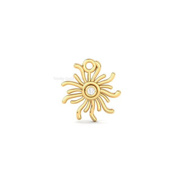Sunburst Pendant Charm for Women, Radiant Dainty Necklace Charm, Handmade Gold Jewelry Gift, Minimalist Sunshine Pendant