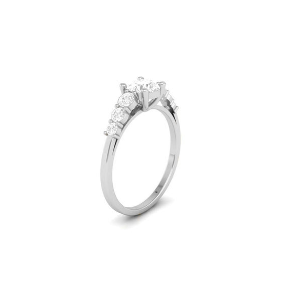 Moissanite Diamond Three Stone Ring in 14KT Yellow Gold Over Sterling Silver | Dainty Round Cut Engagement Ring for Her