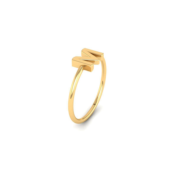 Personalized M Initial Ring in 14KT Gold Over Sterling Silver | Dainty Alphabet Letter Ring | Custom Stackable Name Ring for Her
