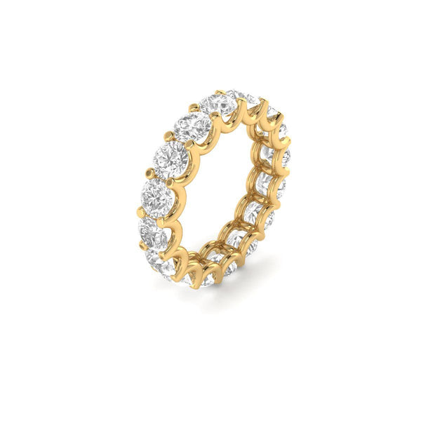 Moissanite Eternity Wedding Band in 14KT Yellow Gold Over Sterling Silver | Full Round Cut Diamond Band Ring for Women