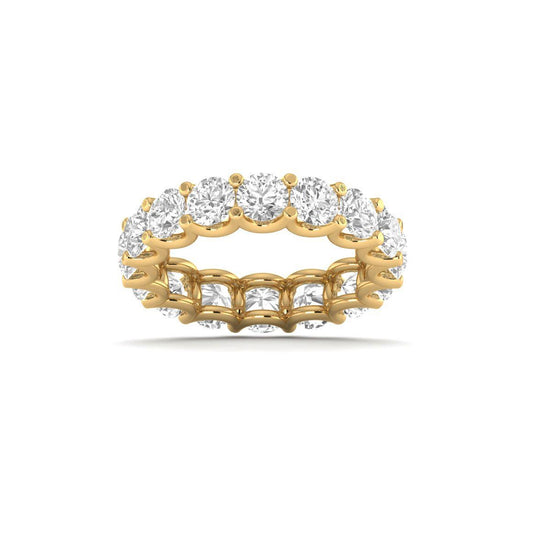 Moissanite Eternity Wedding Band in 14KT Yellow Gold Over Sterling Silver | Full Round Cut Diamond Band Ring for Women