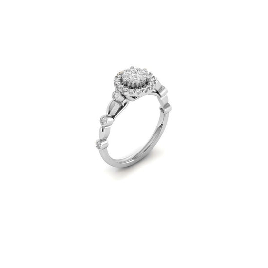 Vintage Halo Moissanite Engagement Ring in 14KT Gold Over Sterling Silver | Round Cluster Bridal Ring | Antique Proposal Ring for Her