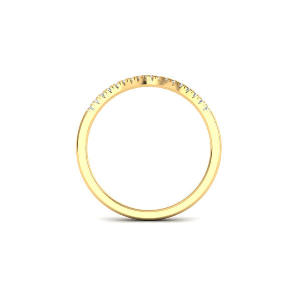 Chevron Moissanite Wedding Band in 14KT Gold Over Sterling Silver | Dainty V Shape Ring | Stacking Ring for Women Bridal Jewelry