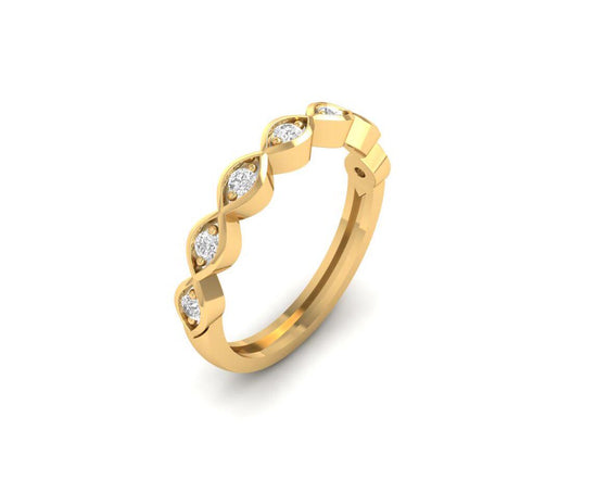 Moissanite Marquise Design Band in 14KT Gold Over Sterling Silver | Dainty Eternity Stackable Ring | Vintage Wedding Band for Her