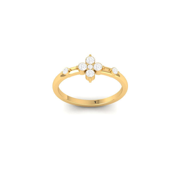 Floral Moissanite Cluster Ring in 14KT Gold Over Sterling Silver | Dainty Flower Promise Ring | Unique Gold Gift Ring for Her