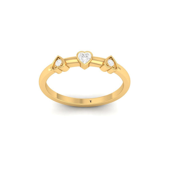 Heart Shape Diamond Trio Ring, 14K Gold Over Sterling Silver Dainty Stackable Ring, Promise Ring for Women, Handmade Gift Jewelry