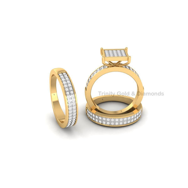 Set of Three Bridal Set •  Diamond Ring Set • Moissanite Ring Set • Engagement Ring Set, Set of Three • Perfect Gift