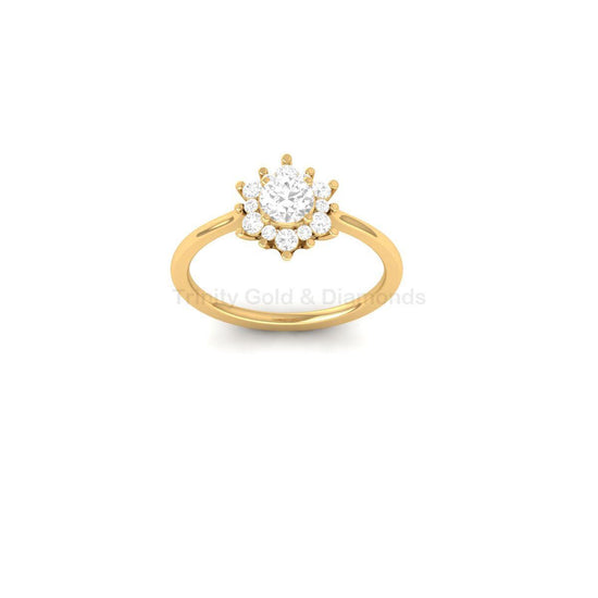 Flower Diamond Engagement Ring • Floral Anniversary Ring • Chunky Engagement Ring • Lab Diamond • Cocktail Ring • Handmade Gifts Her