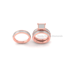 Set of Three Bridal Set •  Diamond Ring Set • Moissanite Ring Set • Engagement Ring Set, Set of Three • Perfect Gift