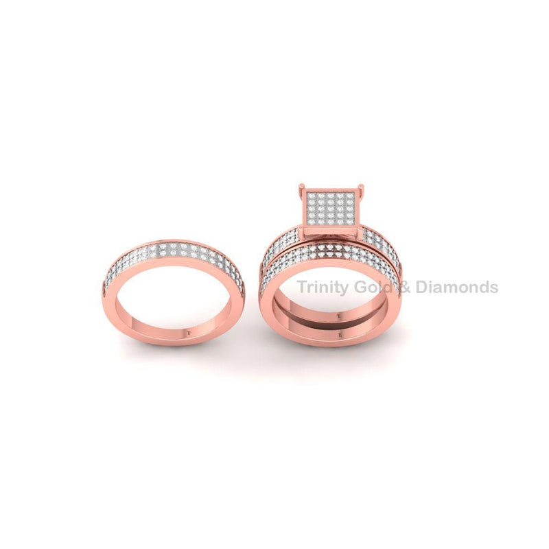 Set of Three Bridal Set •  Diamond Ring Set • Moissanite Ring Set • Engagement Ring Set, Set of Three • Perfect Gift