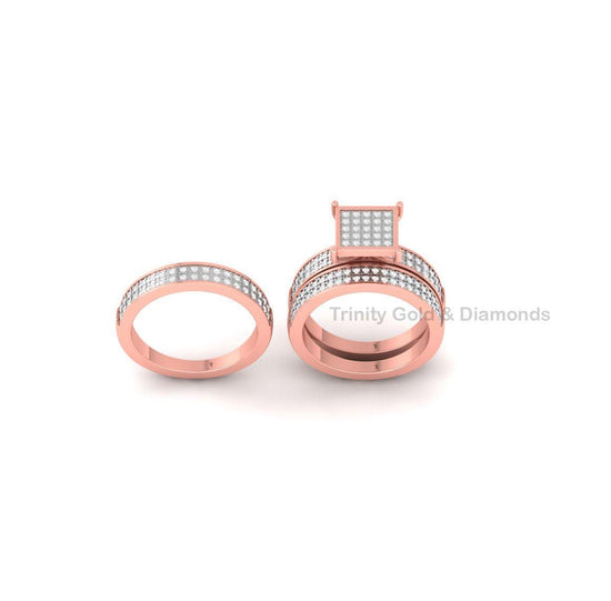 Set of Three Bridal Set •  Diamond Ring Set • Moissanite Ring Set • Engagement Ring Set, Set of Three • Perfect Gift