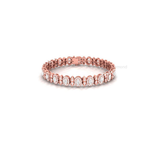 Oval Diamond Tennis Bracelet for Women, Halo Diamond Bracelet, Tennis Bracelet For Wedding, Statement Bracelet, Perfect Bracelet for Wife