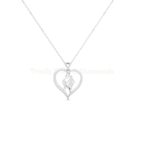 Mom and Child Heart Necklace, Rose Gold Over 925 Silver, Handmade Mother Pendant, Sentimental Gift, Mother&