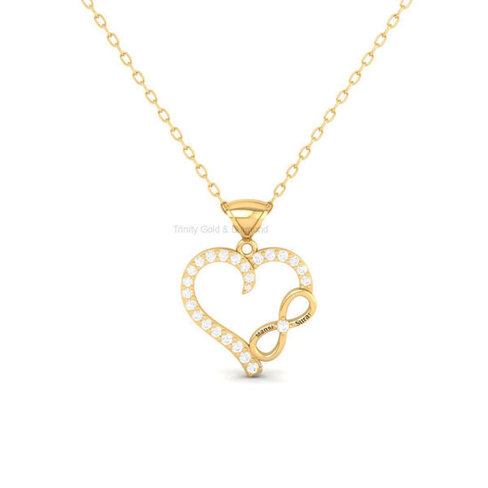 Personalized Infinity Heart Necklace, 18K Gold Over Sterling Silver, Custom Name Pendant, Diamond Accent Gift for Women, Handmade Jewelry