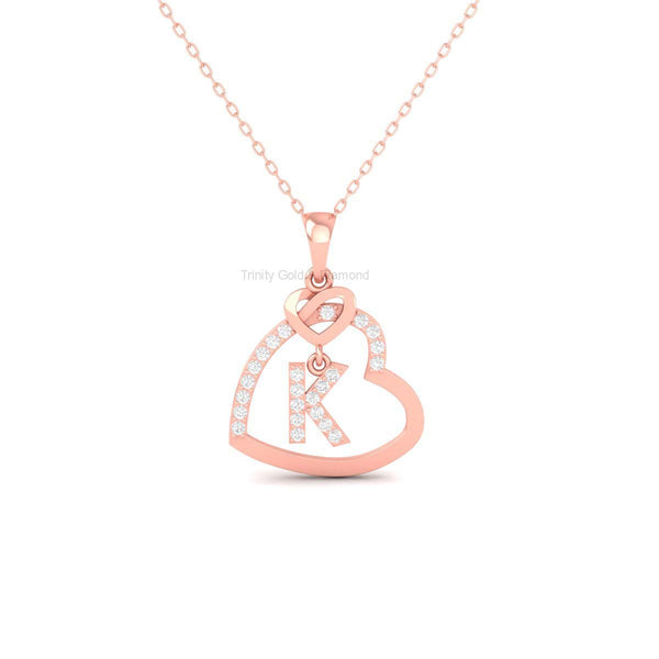 Personalized Heart Pendant with Initial, 18K Gold Over Sterling Silver, Diamond Accent Letter Necklace, Custom Gift for Her, Handmade