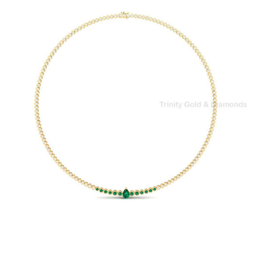 Pear Cut Moissanite Tennis Necklace • Bezel Set Necklace • Handmade Diamond Jewelry • Chocker Necklace • Perfect Mothers Day Gift