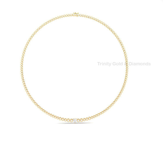 Heart Shape Moissanite Tennis Necklace • Bezel Set Necklace • Handmade Diamond Jewelry • Chocker Necklace • Mothers Day Gift Necklace