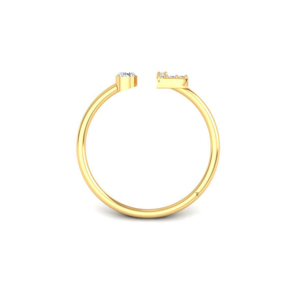 Personalized L Initial Diamond Ring, Open Gold Ring for Women, Dainty Letter Ring, 14K Gold Plated, Custom Alphabet Promise Ring