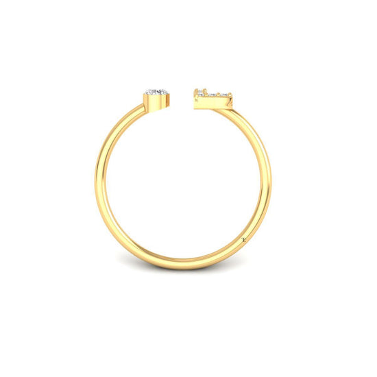 Personalized L Initial Diamond Ring, Open Gold Ring for Women, Dainty Letter Ring, 14K Gold Plated, Custom Alphabet Promise Ring
