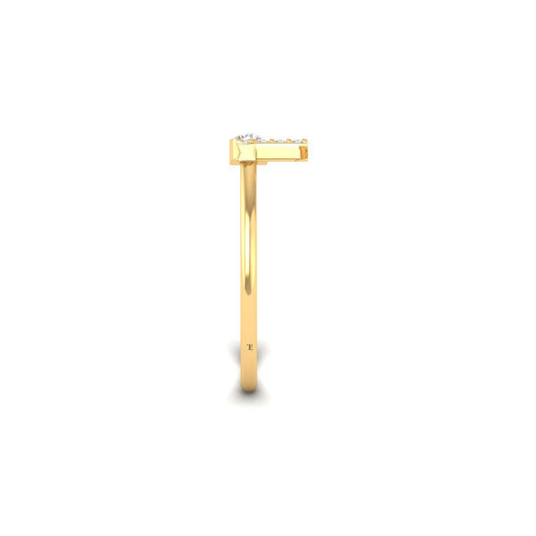 Personalized L Initial Diamond Ring, Open Gold Ring for Women, Dainty Letter Ring, 14K Gold Plated, Custom Alphabet Promise Ring