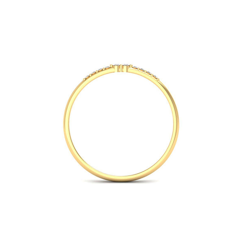 Dainty Diamond Accent Band Ring, 14K Gold Plated Thin Wedding Band, Handmade Stacking Ring, Minimalist Promise Ring for Women