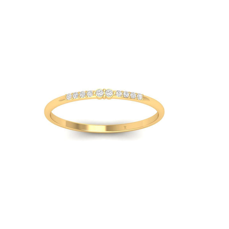 Dainty Diamond Accent Band Ring, 14K Gold Plated Thin Wedding Band, Handmade Stacking Ring, Minimalist Promise Ring for Women