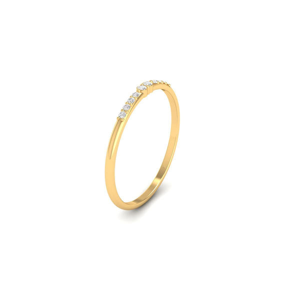 Dainty Diamond Accent Band Ring, 14K Gold Plated Thin Wedding Band, Handmade Stacking Ring, Minimalist Promise Ring for Women