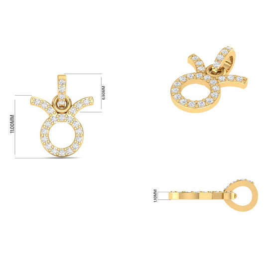 Taurus Zodiac Pendant, Dainty Diamond Astrology Charm, 14K Gold Plated Necklace for Women, April Birthday Gift, Mother&