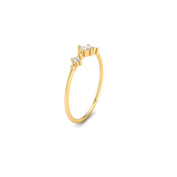 Three Stone Diamond Dainty Ring | 14K Gold Plated Thin Band Ring | Minimalist Promise Ring | Handmade Gift Jewelry for Women