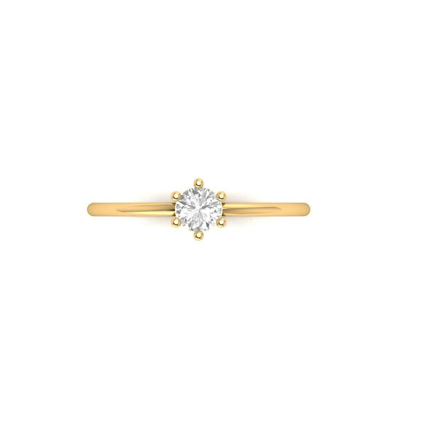 Round Solitaire Engagement Ring | 14K Gold Plated Dainty Promise Ring | Minimalist Stacking Ring for Her | Handmade Jewelry Gift