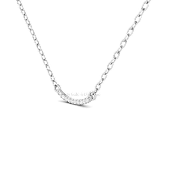 Dainty Diamond Bar Necklace, 14K Yellow Gold Plated Curved Pendant, Minimalist Necklace for Women, Handmade Everyday Jewelry Gift