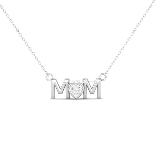 MOM Necklace with Heart, 14K Gold Plated CZ Pendant Necklace, Mother’s Day Gift for Mom, Dainty Jewelry from Daughter or Son
