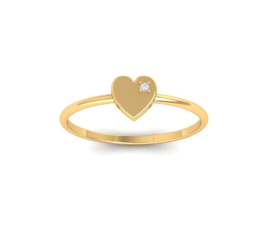 Heart Shape Dainty Diamond Ring in 925 Sterling Silver, Minimalist Handmade Promise Ring for Her, Cute Stackable Gift Jewelry