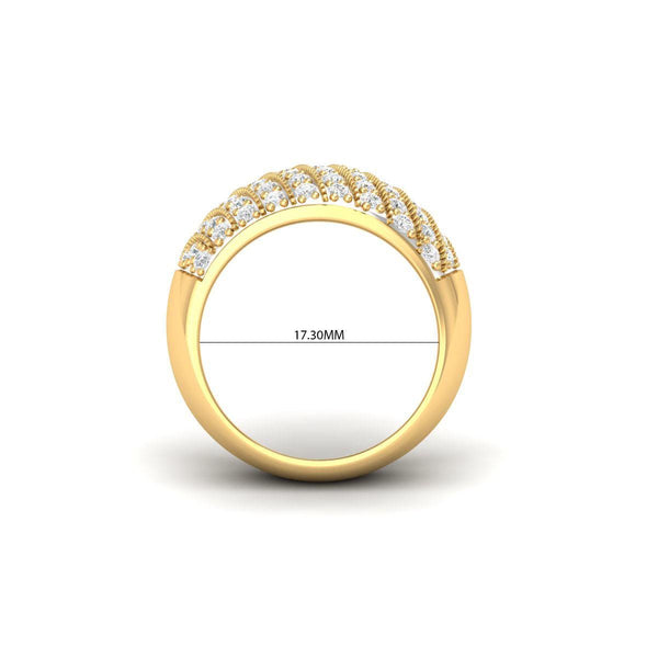 Statement Pave Diamond Band Ring, Bold Wide Band Unisex Ring, Hip Hop Style Ring, Sparkling Gift Jewelry for Him or Her