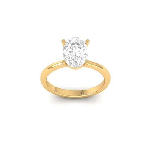 Oval Solitaire Engagement Ring for Her, Classic Minimal Proposal Ring, Elegant Handmade Ring Gift for Women