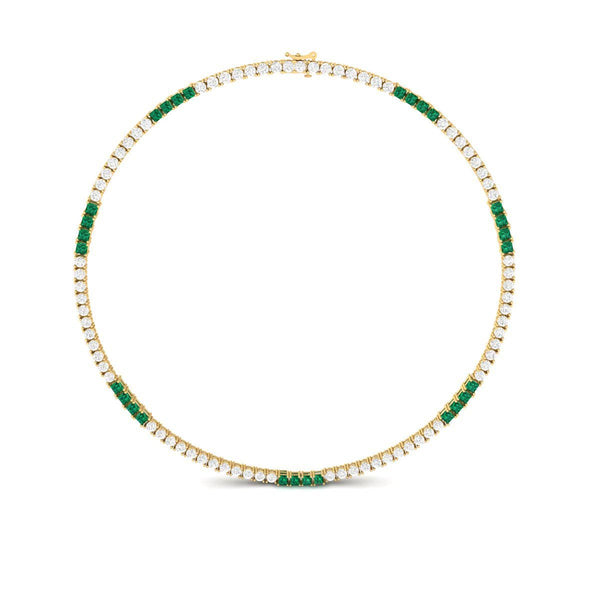 Emerald and White Stone Tennis Necklace, Green CZ Handmade Jewelry, Dainty Festive Gift Necklace for Her, Bridal Choker