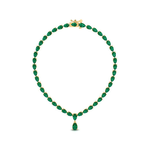 Emerald Green Teardrop Necklace for Women, CZ Choker with Drop Pendant, Handmade Bridal Festive Jewelry, Gift for Her